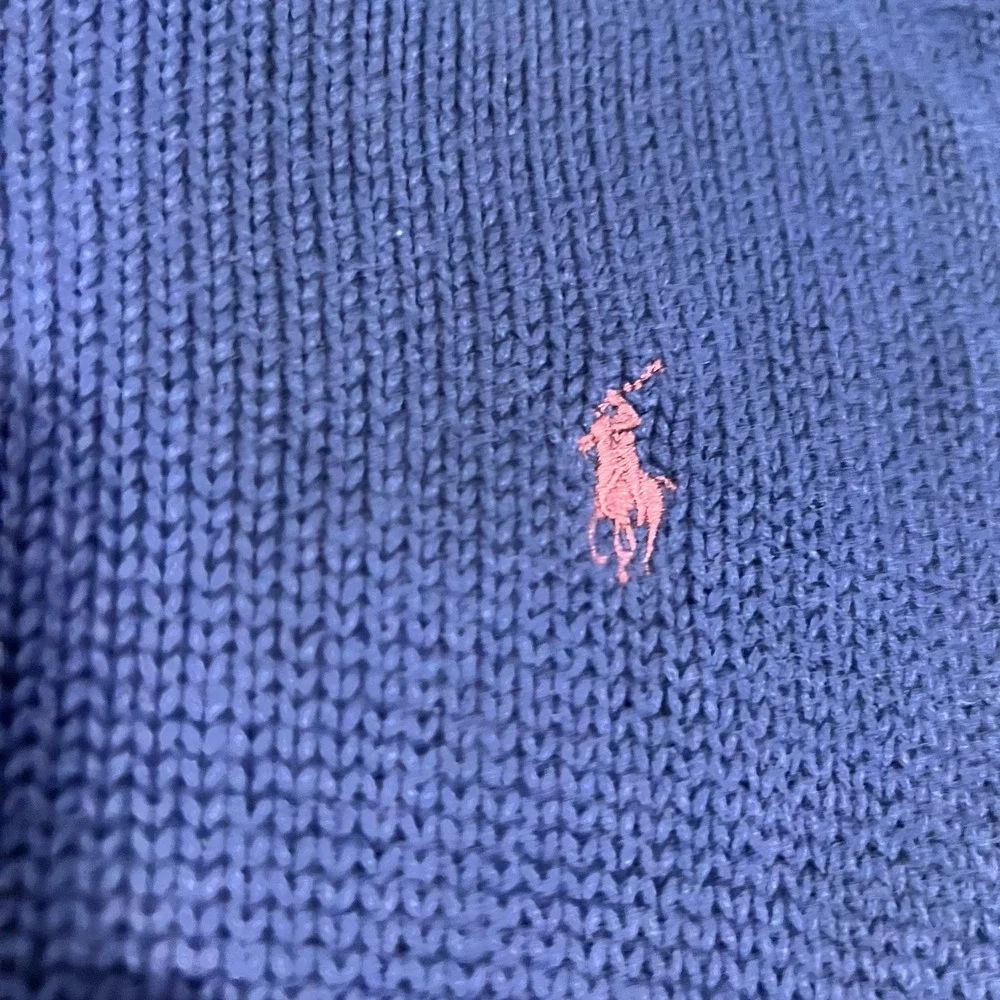 Vint Polo Ralph Lauren Knit Sweater 2XL Blue 90s‎ Preppy Maroon Pony